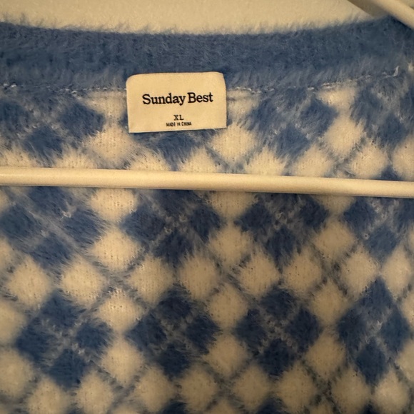 Sunday Best Blue and White Plaid Cardigan - Picture 2 of 4